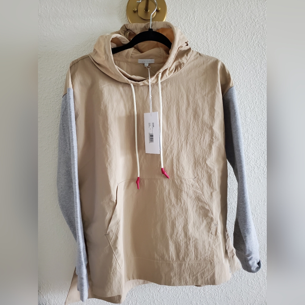 NWT Calme by Johnny Was / Nylon Hoodie Pullover With Cotton Blend Sleeves xs